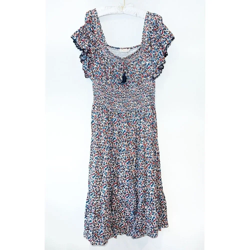 Tory Bruch Wildflower Smocked Midi Dress